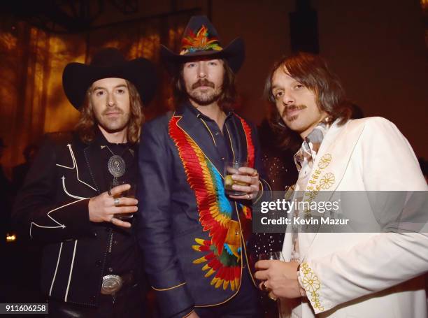 Jess Carson, Mark Wystrach, and Cameron Duddy of Midland attend the Universal Music Group's 2018 After Party to celebrate the Grammy Awards presented...