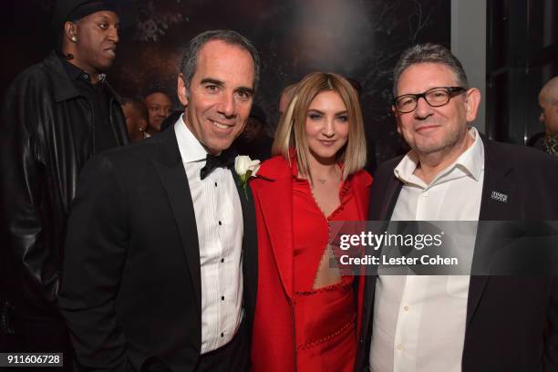 Repulic Records CEO Monte Lipman, singer Julia Michaels, and Chairman and CEO of UMG Sir Lucian Grainge attend the Universal Music Group's 2018 After...