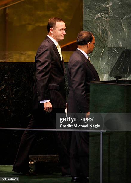 Prime Minister John Key of New Zealand addresses the United Nations General Assembly at the U.N. Headquarters on September 25, 2009 in New York City....