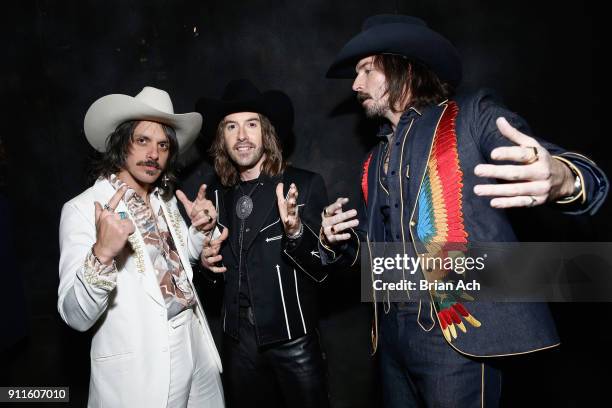 Cameron Duddy, Mark Wystrach, and Jess Carson of Midland attend the Universal Music Group's 2018 After Party to celebrate the Grammy Awards presented...
