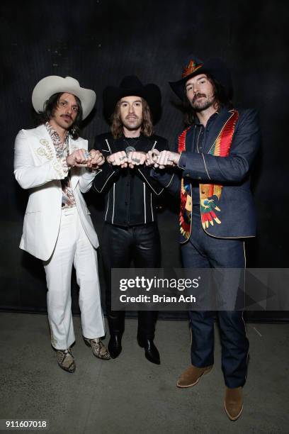 Cameron Duddy, Mark Wystrach, and Jess Carson of Midland attend the Universal Music Group's 2018 After Party to celebrate the Grammy Awards presented...