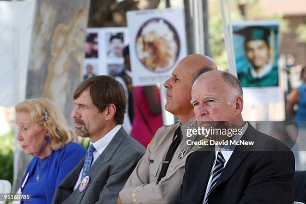 California State Attorney General Jerry Brown , Los Angeles County Sheriff Lee Baca , Marcy's Law co-author Dr. Henry Nicholas, III , whose younger...
