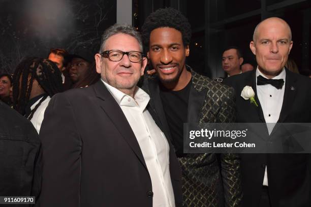 Chairman and CEO of UMG Sir Lucian Grainge and Recording Artist Jon Batiste attend the Universal Music Group's 2018 After Party To Celebrate the...
