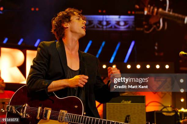 Jonny Borrell of Razorlight performs on stage as part of Orange RockCorps at the Royal Albert Hall on September 25, 2009 in London, England.