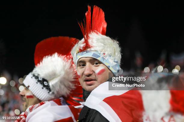 Polish fans during FIS Ski Jumping World Cup in Zakopane, Poland on 28 January, 2018.