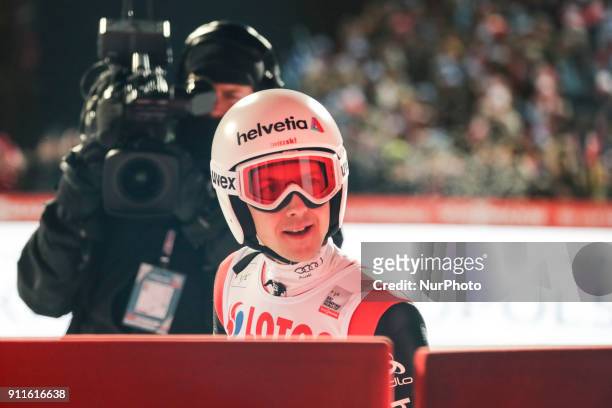 Ski jumper Simon Ammann after the Large Hill Team competition at the FIS Ski Jumping World Cup in Zakopane, Poland on 27 January, 2018.