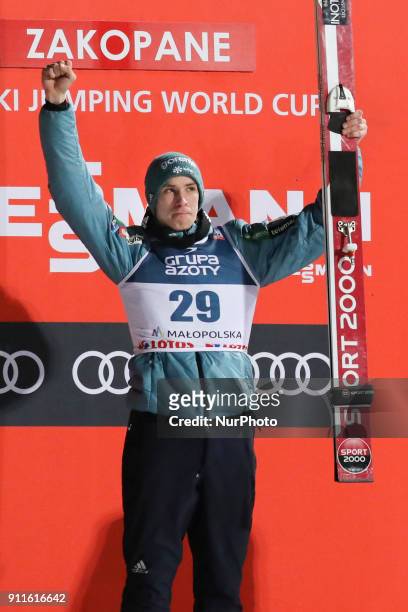 Slovenian Anze Semenic wins individual Ski Jumping in FIS Ski Jumping World Cup in Zakopane, Poland on 28 January, 2018.