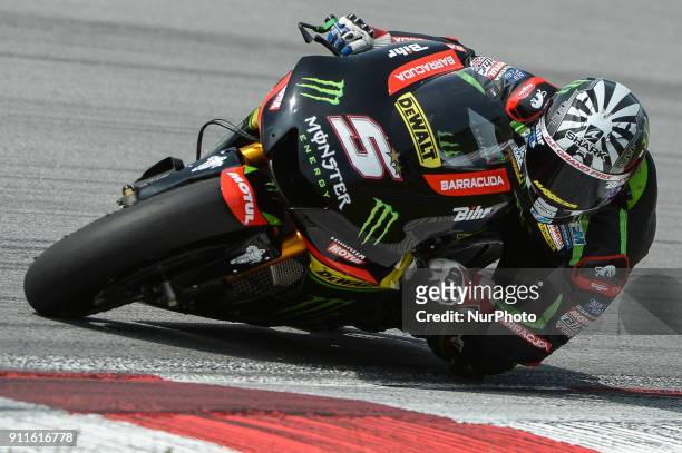 Monster Yamaha Tech 3 rider Johann Zarco of France rides his bike during the second day of the 2018 MotoGP pre-season test at the Sepang...