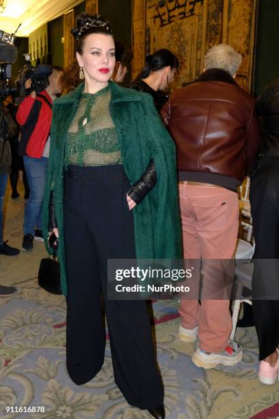 Debi Mazar is seen at the Palomo Spain show during the Mercedes-Benz Fashion Week Madrid Autumn/Winter 2018-19 at Ifema on January 28, 2018 in...