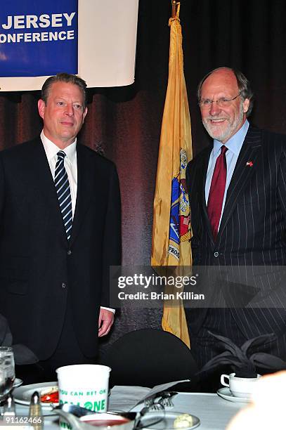 Former Vice President Al Gore and NJ Governor Jon Corzine attend the 2009 New Jersey Democratic State Conference at the Trump Plaza Hotel & Casino on...
