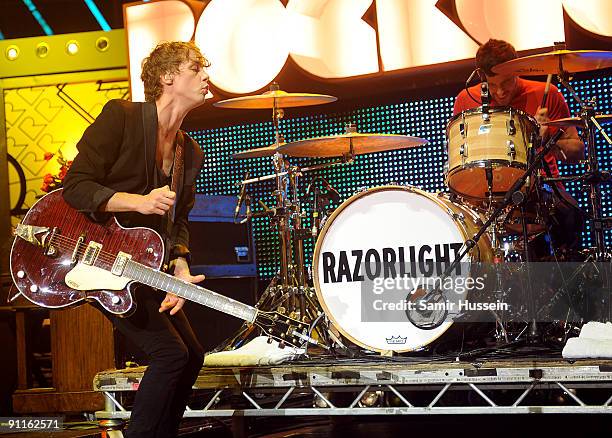 Jonny Borrell of Razorlight performs at the Orange RocksCorps concert at the Royal Albert Hall on September 25, 2009 in London, England.