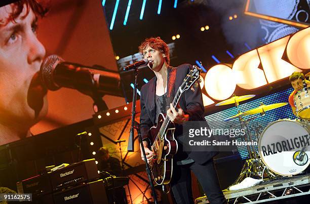 Jonny Borrell of Razorlight performs at the Orange RocksCorps concert at the Royal Albert Hall on September 25, 2009 in London, England.