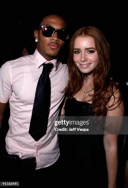 Singer Romeo and actress Lily Collins poses during the 7th Annual Teen Vogue Young Hollywood Party held at Milk Studios on September 25, 2009 in...