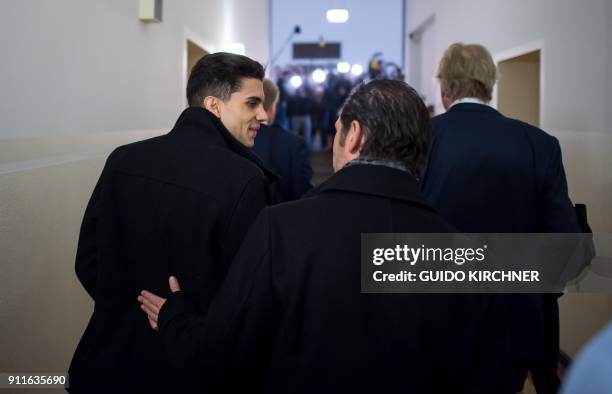 Borussia Dortmund's Spanish defender Marc Bartra arrives to testify in the trial of Sergej W., a man suspected of detonating three bombs targeting...