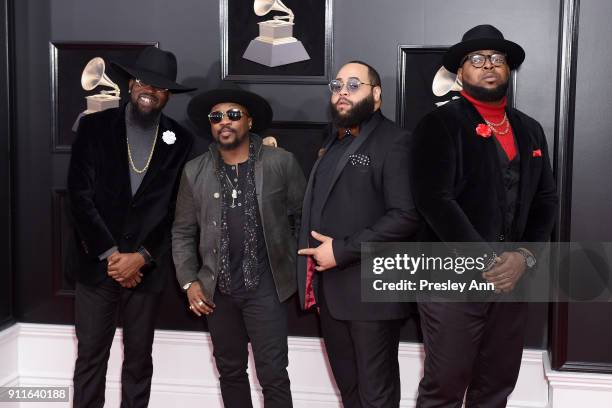 Recording artist Anthony Hamilton and The Hamiltones attends the 60th Annual GRAMMY Awards - Arrivals at Madison Square Garden on January 28, 2018 in...