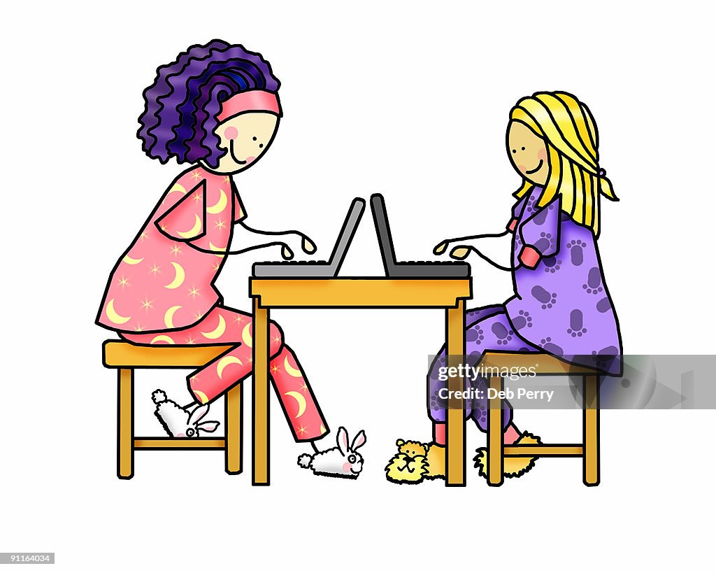Girls using laptops