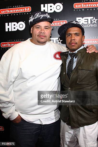 Rapper Fat Joe and photographer Johnny Nunez attend the premiere of 'Shooting Stars: The Rise of Hip Hop Photographer Johnny Nunez' at the AMC Loews...
