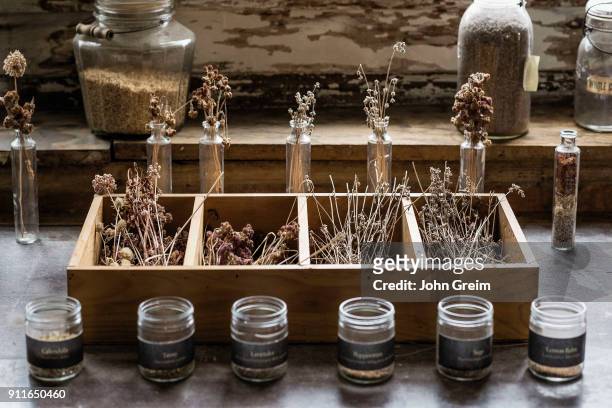 Dried herb and flowers.