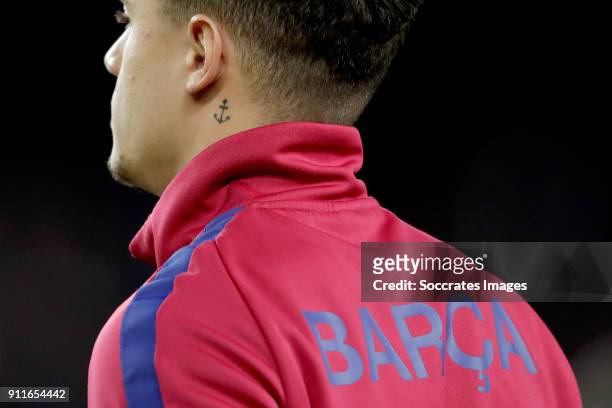 Philippe Coutinho of FC Barcelona tattoo during the La Liga Santander...  News Photo - Getty Images
