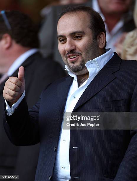 Sulaiman Al Fahim owner of Portsmouth FC before the Barclays Premier League match between Portsmouth and Everton at Fratton Park on September 26,...