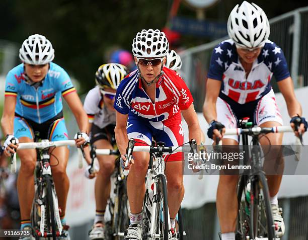 Emma Pooley of Great Britain rides in the Elite Women's Road Race on September 26, 2009 in Mendrisio, Switzerland.
