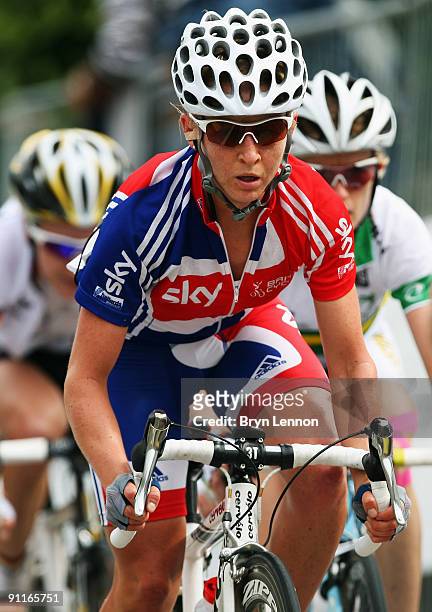 Emma Pooley of Great Britain rides in the Elite Women's Road Race on September 26, 2009 in Mendrisio, Switzerland.
