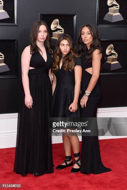 Vicky Cornell, Toni Cornell and Lily Cornell attends the 60th Annual GRAMMY Awards - Arrivals at Madison Square Garden on January 28, 2018 in New...