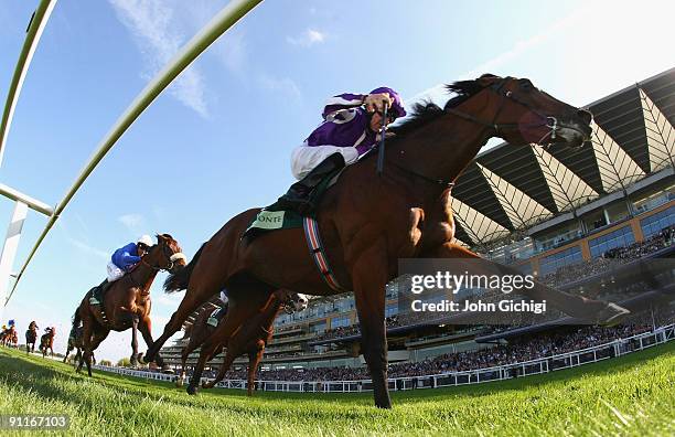 Joshua Tree ridden by Colm O'Donoghue wins The Juddmonte Royal Lodge Stakes at Ascot Racecourse on September 26, 2009 in Ascot, England.