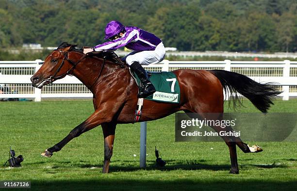 Joshua Tree ridden by Colm O'Donoghue wins The Juddmonte Royal Lodge Stakes at Ascot Racecourse on September 26, 2009 in Ascot, England.