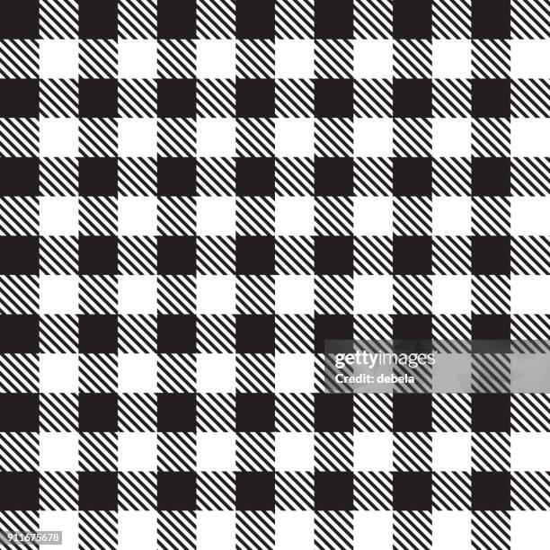 black gingham cloth fabric pattern - black thread stock illustrations