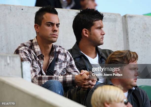 Goalkeeper Diego Benaglio of Wolfsburg sits in the stands during the Bundesliga match between VfL Wolfsburg and Hannover 96 at Volkswagen Arena on...