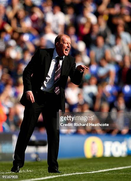 Bolton Manager Gary Megson shouts instructions during the Premier League match between Birmingham City and Bolton Wanderers at St. Andrews Stadium on...