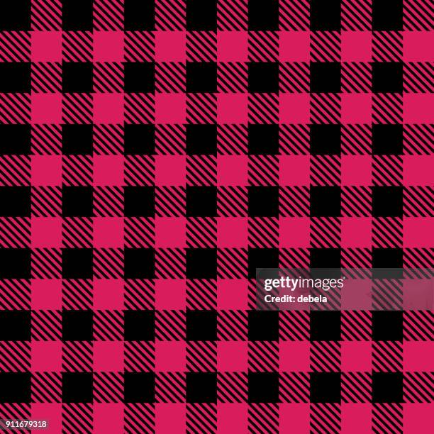 pink lumberjack cloth fabric pattern - linen texture vector stock illustrations