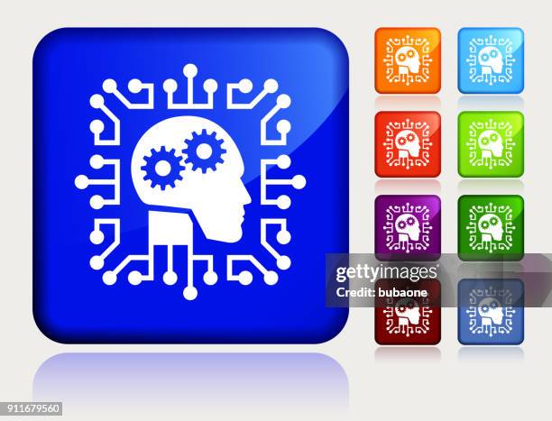 artificial intelligence cyborg profile. - glossy red stock illustrations