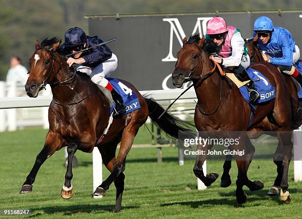 Rip Van Winkle ridden by Johnny Murtagh leads the race to win The Queen Elizabeth II Stakes at Ascot Racecourse on September 26, 2009 in Ascot,...