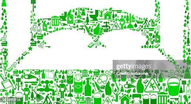 double bed cleaning background pattern - cleaning mattress stock illustrations