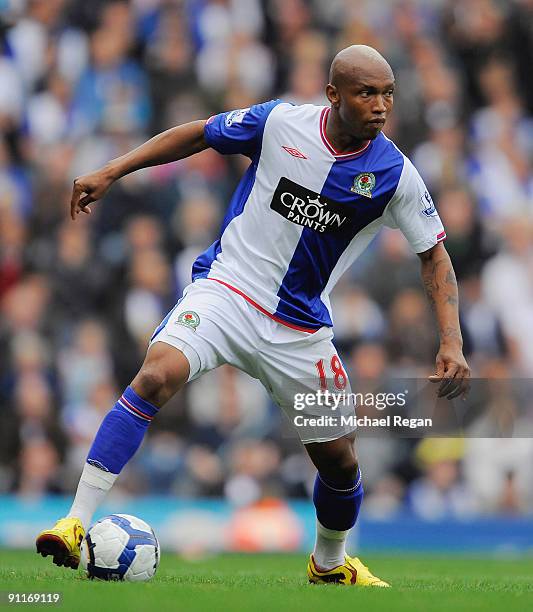 El-Hadji Diouf of Blackburn in action during the Barclays Premier League match between Blackburn Rovers and Aston Villa at Ewood Park on September...