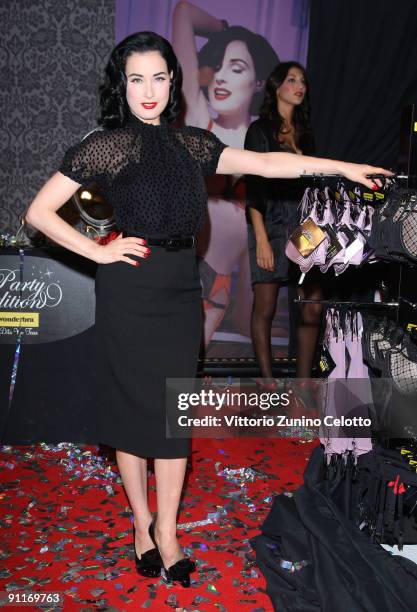 Dita Von Teese attends the Wonderbra by Dita Von Teese Party Edition launch at the La Rinascente Piazza Duomo as part of Milan Womenswear Fashion...