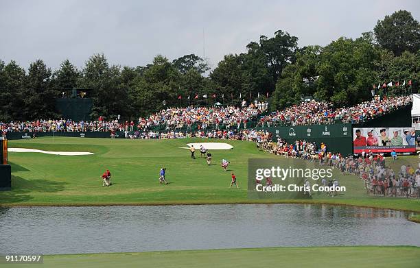 Scenic view of the 18th green during the third round of THE TOUR Championship presented by Coca-Cola, the final event of the PGA TOUR Playoffs for...