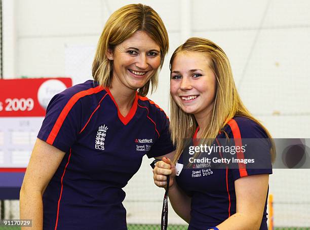 Charlotte Edwards poses with Female Under 18 finalist Alice Arnold during the 2009 Natwest Speed Stars national final at Lord's on 26 September, 2009...