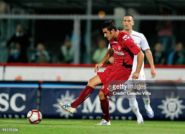 Cristiano Lucarelli of US Livorno in action during the Serie A match between AS Livorno Calcio and ACF Fiorentina at Stadio Armando Picchi on...