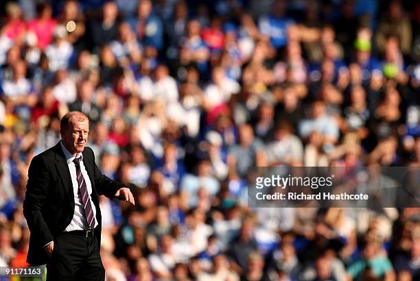 Bolton Manager Gary Megson shouts instructions during the Premier League match between Birmingham City and Bolton Wanderers at St. Andrews Stadium on...