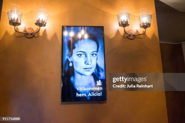 Actress Alicia Vikander participates in a masterclass following the screening of her film Euphoria at Stora Teatern during the Gothenburg Film...