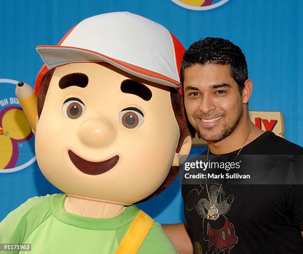 Handy Manny and actor Wilmer Valderrama arrives at the exclusive premiere of the upcoming primetime special "Handy Manny Motorcycle Adventure" at the...