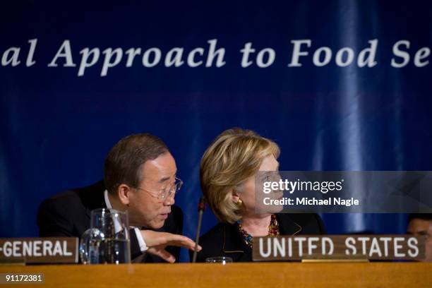 Secretary-General Ban Ki-moon and Secretary of State Hillary Clinton co-host a meeting on food security at United Nations Headquarters on September...