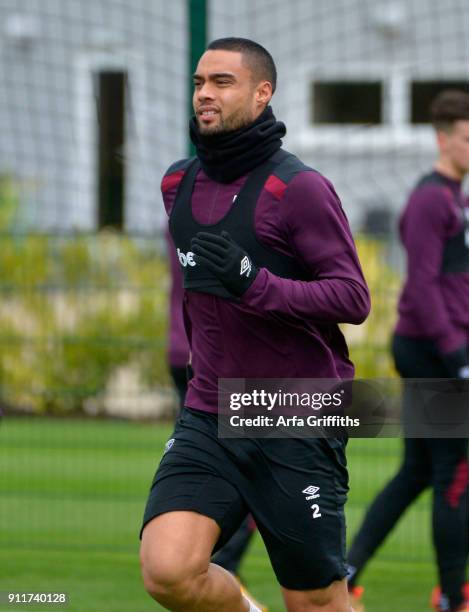 Winston Reid of West Ham United during West Ham training at Rush Green on January 29, 2018 in Romford, England.