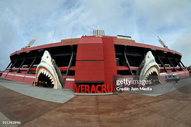 General View of the stadium prior the 4th round match between Veracruz and Santos Laguna as part of the Torneo Clausura 2018 Liga MX at Luis 'El...