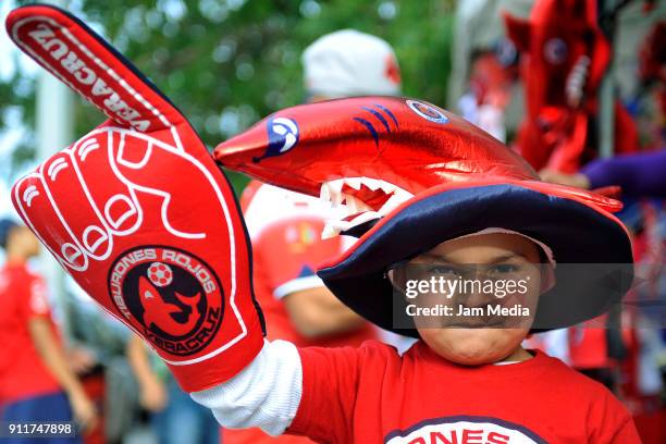 Fan of Santos poses for a picture prior the 4th round match between Veracruz and Santos Laguna as part of the Torneo Clausura 2018 Liga MX at Luis...