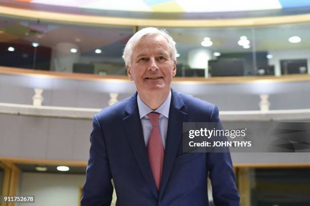 European Union Chief Negotiator in charge of Brexit negotiations Michel Barnier arrives for a General affairs council debate on the article 50...