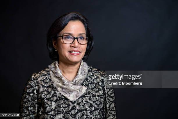 Mulyani Indrawati, Indonesia's finance minister, poses for a photograph following a Bloomberg Television interview in London, U.K., on Monday, Jan....